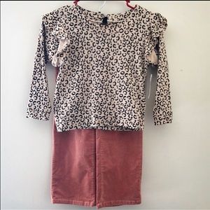 Jessica Simpson Girls Leopard Top & Coral Cords